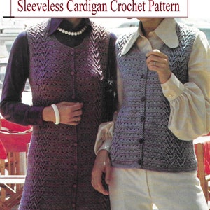 Instant Download - PDF- Beautiful Sleeveless Cardigan Crochet Pattern  (AD148)