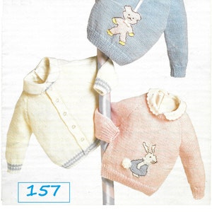 Instant Download - PDF-Pretty Jumper x2 and Cardigan Knitting Pattern (157)