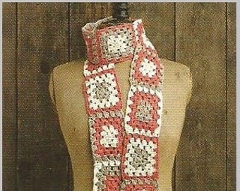 Granny Square Scarf Crochet Pattern: Easy Beginner PDF (Instant PDF Download) CA18