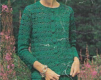 Patrón de crochet para traje vintage: chaqueta y falda (patrón PDF) AD124