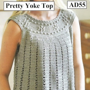 Sommertop Häkelanleitung: Hübsches Yoke-Design (PDF-Muster) AD55