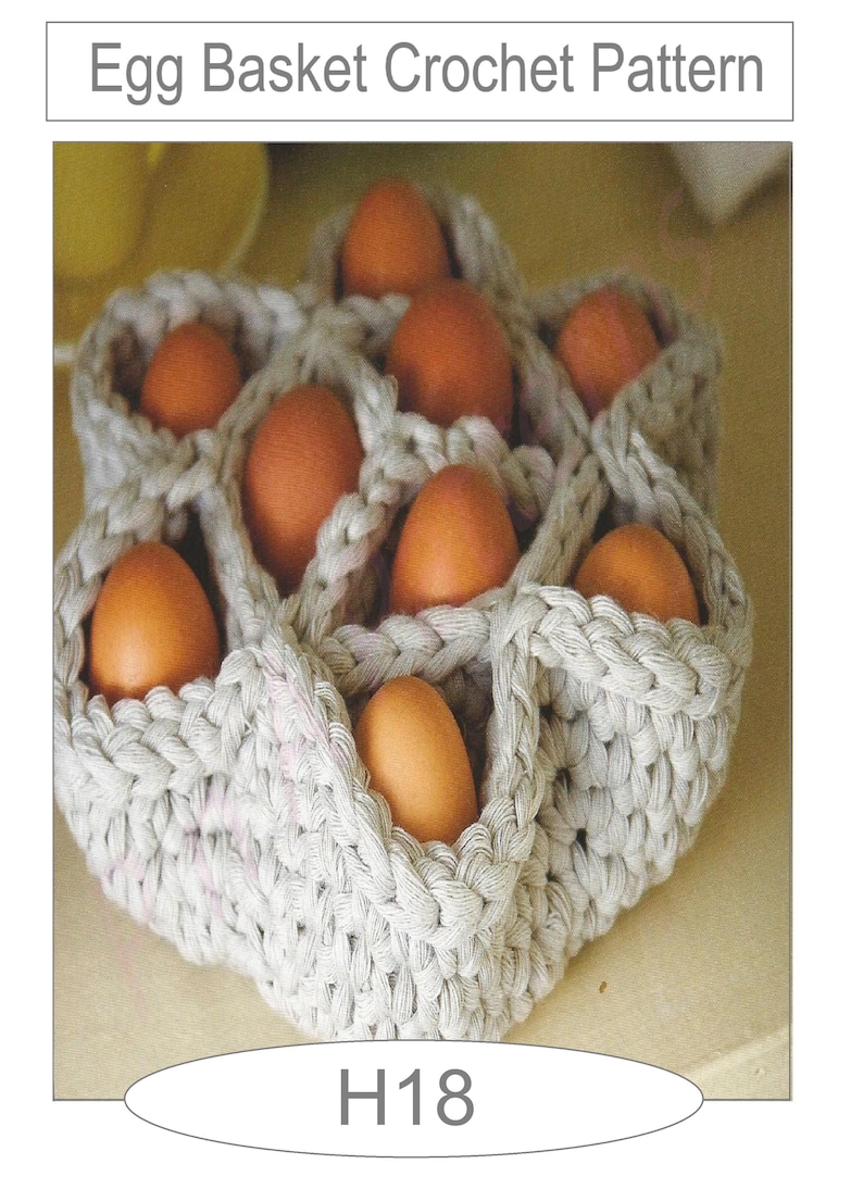 Home Egg Basket Crochet Pattern PDF download (H18) image 1