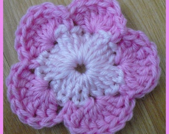 Instant Download - PDF-  Pretty Pink Flower Crochet Pattern (F1)