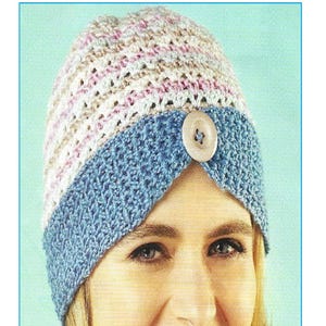 Beautiful Cloche Hat Crochet Pattern, 4 Ply Multi Colour Flapper Cap, Colourwork Ladies Hat, PDF Download (CA53)