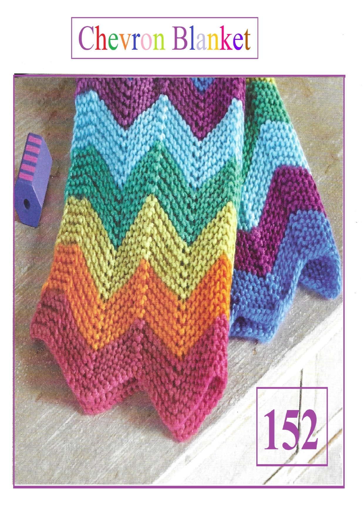 Instant Download PDF Beautiful Bright Chevron Blanket Knitting Pattern 152