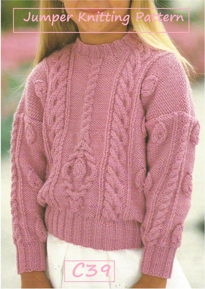 Instant Download PDF Cable Jumper Knitting Pattern C39 Etsy