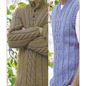 Instant Download - PDF- Men&#39;s Jumper & Waistcoat Knitting Pattern (K272)