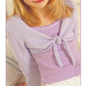 Instant Download - PDF- Beautiful Tie Front Bolero, long or short Sleeve, Knitting Pattern  (C8)