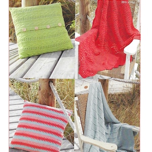 Aran Cushion & Throws Knitting Pattern: (Instant download PDF)  H96