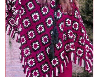 Poncho Crochet Pattern: Granny Square Design (Instant PDF Download) AD35