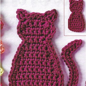 Cat Motif Crochet Pattern: 4ply Yarn (Instant download PDF)  M3