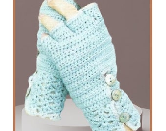 Instant Download - PDF- Beautiful Fingerless Gloves/ Wrist Warmers Crochet Pattern (CA12)