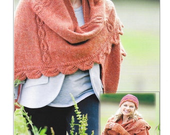 Shawl, Hat & Fingerless Gloves Knitting Pattern (PDF) KA43
