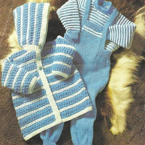 Instant Download - PDF- Beautiful Baby Set Sweater, Jacket and Dungarees Knitting Pattern (169)
