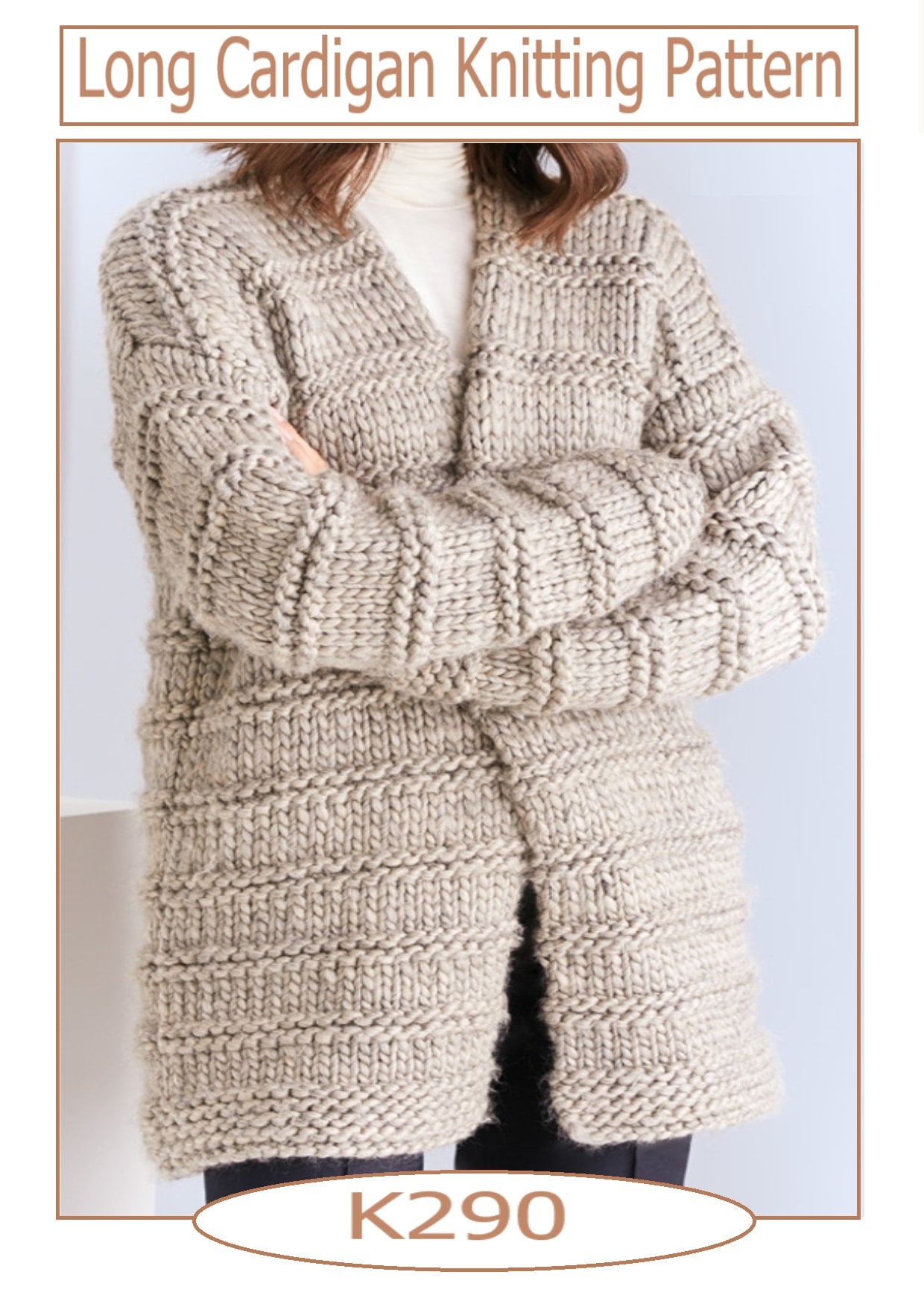 Super Chunky Cardigan Knitting Pattern Chest 32-54 Inch (instant ...