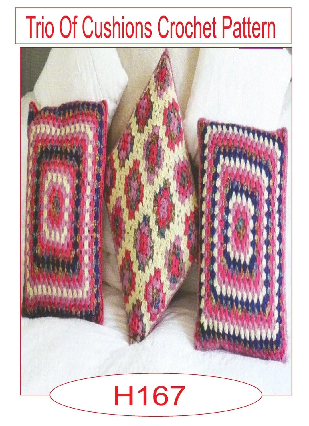 Home Cushion Crochet Pattern Trio Set PDF Download (H167) - Etsy
