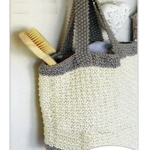 Easy Tote Bag Knitting Pattern: Cotton DK Yarn (Instant download PDF) KA7