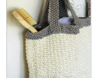 Easy Tote Bag Knitting Pattern: Cotton DK Yarn (Instant download PDF) KA7