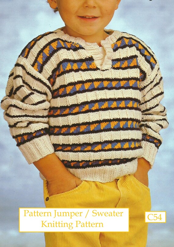 Vintage Jumper Knitting Pattern: Child's Cotton Sweater (instant - Main Image