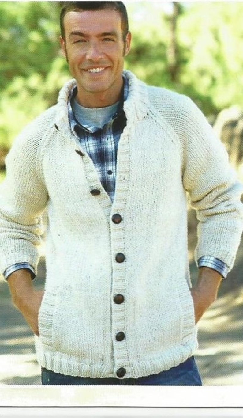 Instant Download PDF Mens Chunky Cardigan Knitting Pattern Etsy