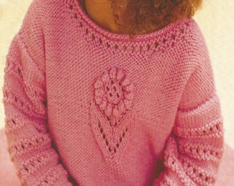 INSTANT DOWNLOAD - PDF - Beautiful Flower Jumper Knitting Pattern (101)