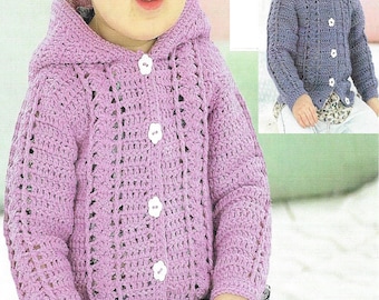 Baby Hooded Cardigan Crochet Pattern Age 0 up to 7 years PDF Pattern (CB107)