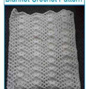 Baby Blanket Crochet Pattern: Aran Yarn, Size 38x44 inches (PDF Download) CB89
