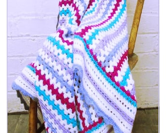 Home DK Stripe Granny Blanket Crochet Pattern PDF Download (H68)