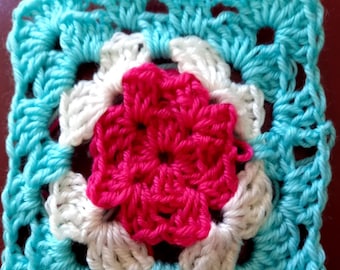 Instant Download - PDF- Beautiful Rose Granny Square Crochet Pattern (GS19)