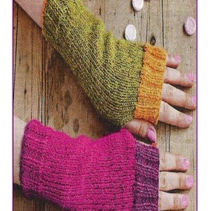 Fingerless Gloves Knitting Pattern Easy Knit on Straight Needles PDF Download (KA2)