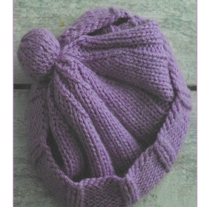 Instant Download PDF Beautiful Ribbed Bobble Hat Knitting Pattern KA79 image 1