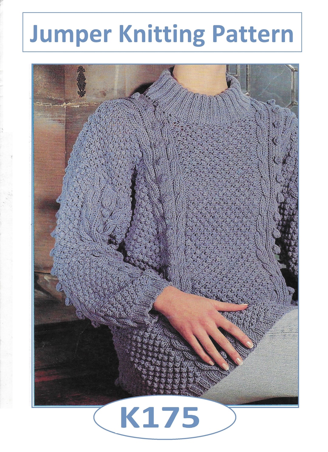 Instant Download - PDF- Beautiful Aran Jumper Knitting Pattern (K175 ...