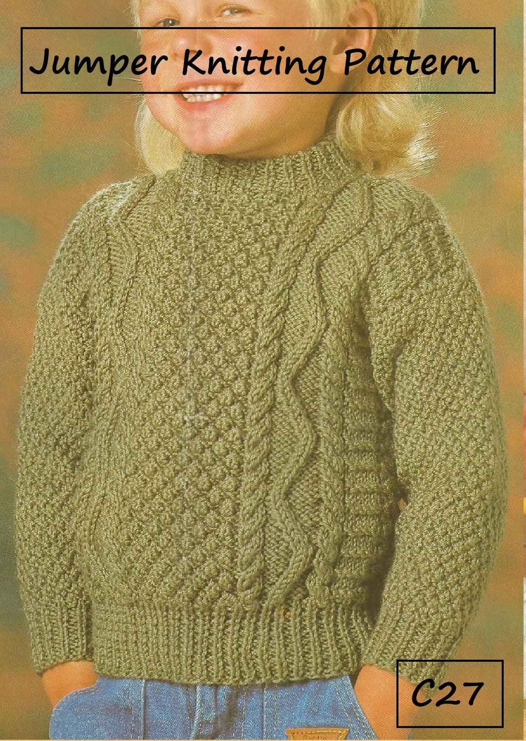 Instant Download PDF Lovely Cable Jumper Knitting Pattern Etsy