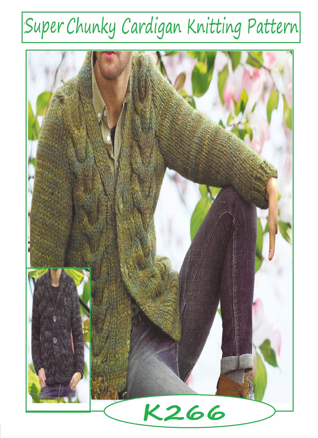 Men's Super Chunky Cardigan Knitting Pattern Size 38 up to 48 Inch ...