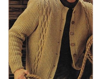 Instant Download - PDF- Men's Aran Cardigan Knitting Pattern (K174)