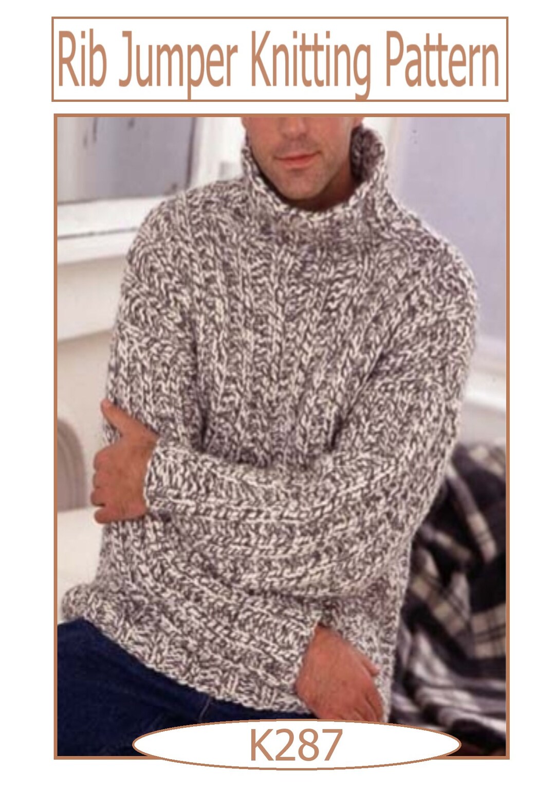 Instant Download PDF Men's Rib Jumper Knitting Pattern Etsy