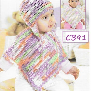 Instant Download - PDF- Beautiful Easy Baby Poncho & Hat Crochet Pattern (CB91)