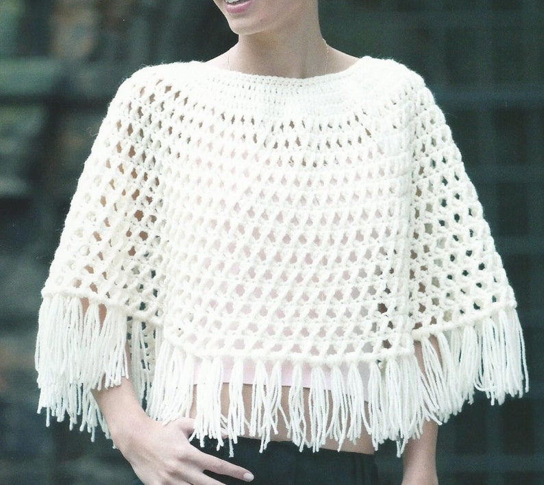 Instant Download PDF A Beautiful Aran Short Poncho Crochet Pattern AD38 image 1