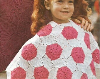 Patrón de crochet para poncho vintage: tallas para niños y adultos (patrón PDF) AD41