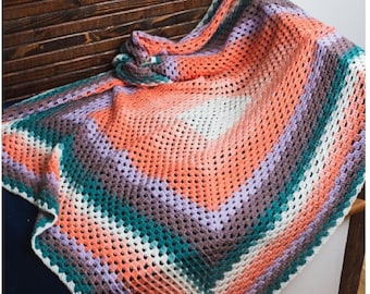 Easy Granny Square Blanket Crochet Pattern PDF Download (H87)