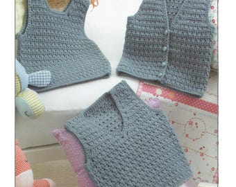 Baby Waistcoat Vest, Easy Crochet Pattern PDF Download (CB54)