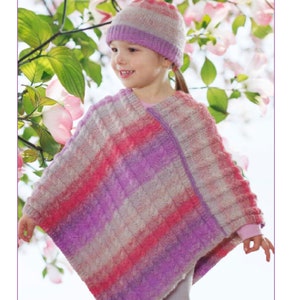 Instant Download - PDF- Beautiful Poncho & Hat Knitting Pattern (398)