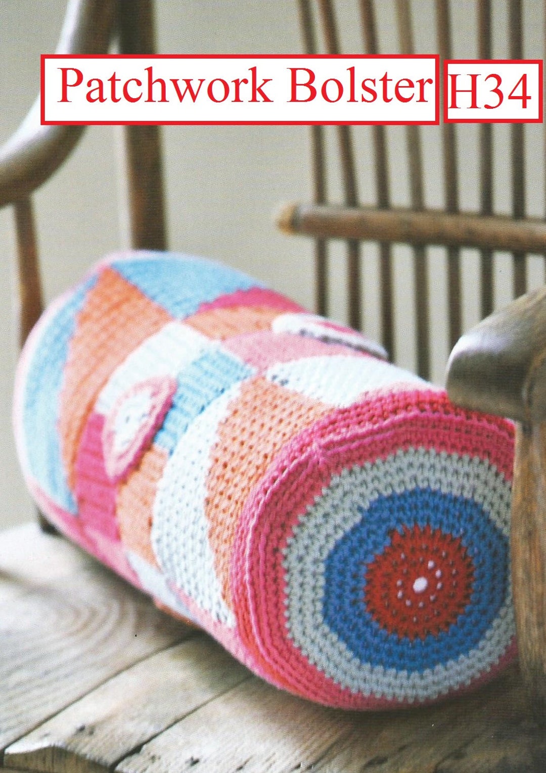 Instant Download PDF Patchwork Bolster Crochet Pattern H34 Etsy UK