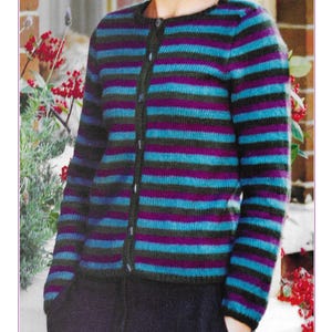 Instant Download - PDF- Beautiful Stripe Cardigan Knitting Pattern (K482)