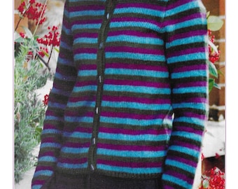 Stripe Cardigan Knitting Pattern (PDF Download) K482
