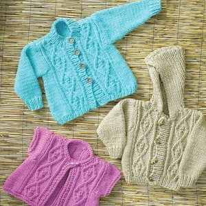 Instant Download - PDF- Beautiful Chunky Cardigan, Hooded and Sleeveless Knitted Pattern (213)