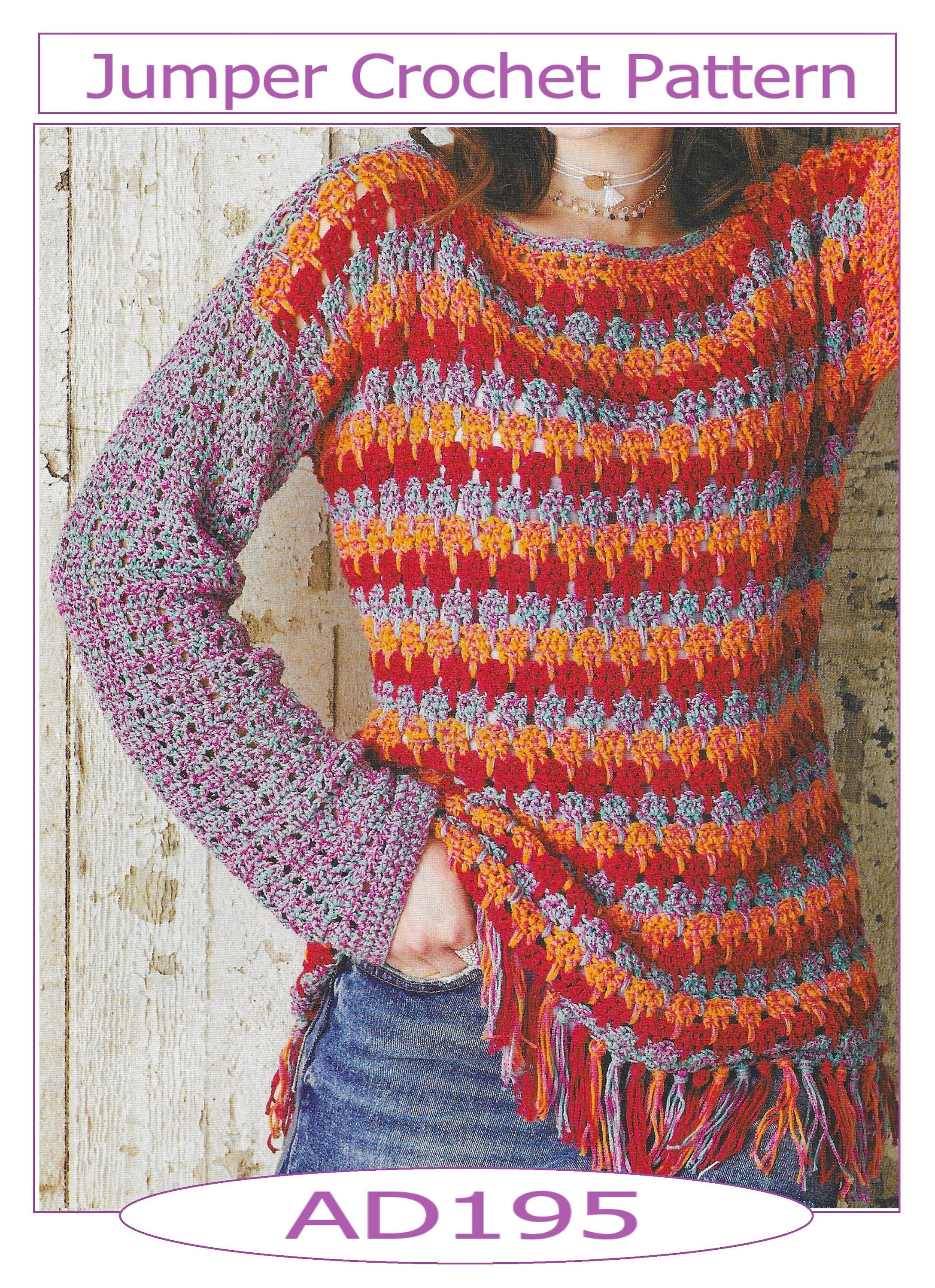 Ladies DK Jumper Crochet Pattern PDF Download AD195 Etsy