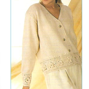 Instant Download - PDF-  Beautiful Cardigan Crochet Pattern & Knitting Pattern with Crochet Edge (AD42)