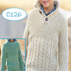 Boys Aran Cable Jumper Knitting Pattern PDF Download (C126) - Etsy