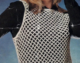 Ladies Lace Vest Top Long or Short Crochet Pattern PDF Download (AD27)